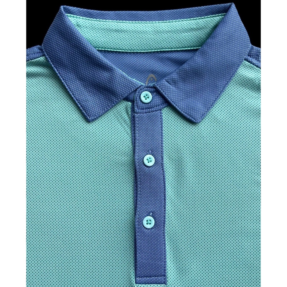 Head Sportswear Men's Golf Polo Lightweight 2 Tone Blue/Teal UPF Size Small
